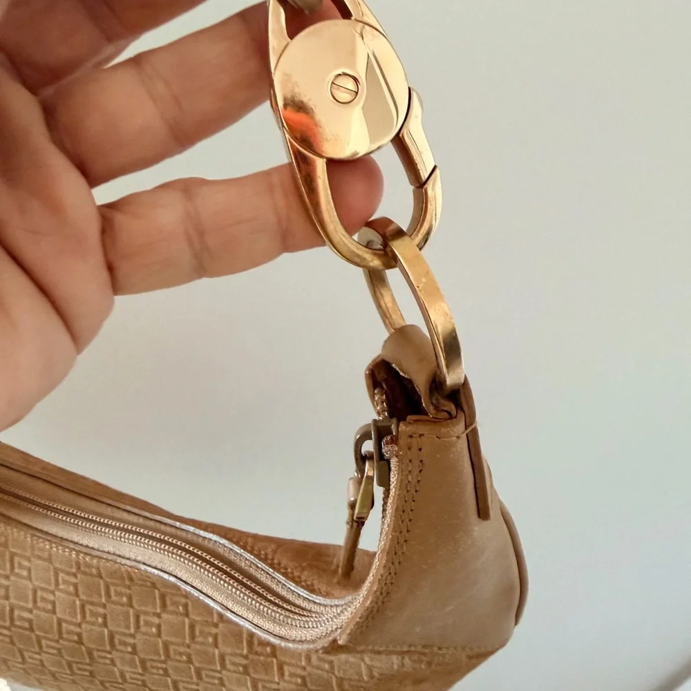 Gucci Tan Monogram Suede Shoulder Bag with Gold Hardware - Picture 10 of 16